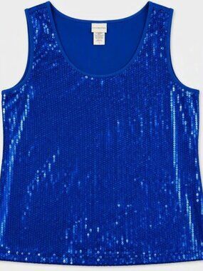 [NWOT] Covington Vintage Blue Sequin/Sparkle Tanktop; Size L (Women's)